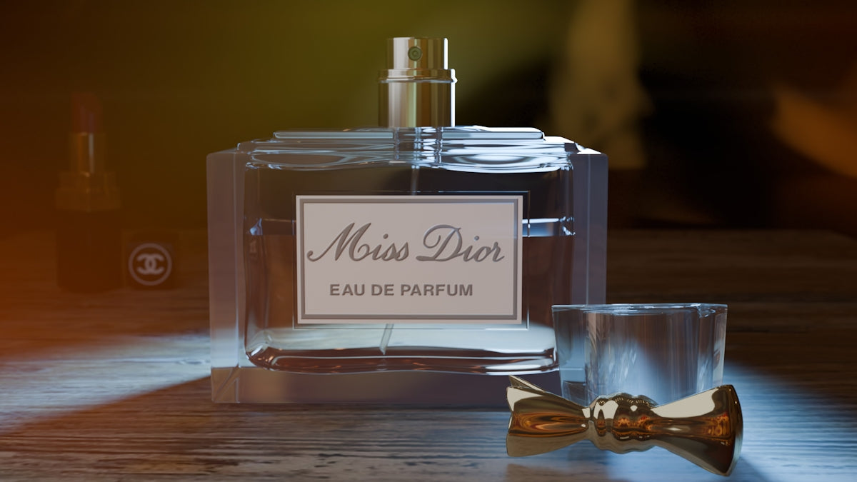 Miss dior eau de parfum bottle with cap.